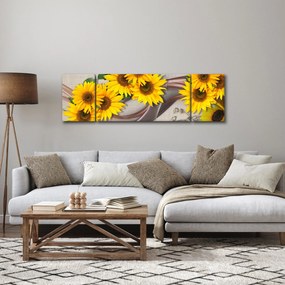 Obraz - Świecące kwiaty słonecznika (170x50 cm)