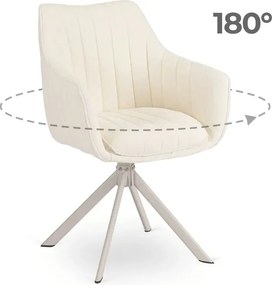 Zestaw Stół Rozkładany VERONA 160-240 cm Biały Marmur/Kaszmir i 4 Krzesła BAJA Kremowe Boucle