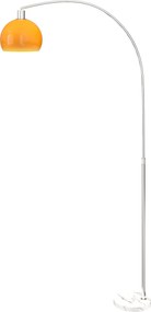HOMCOM Lampa łukowa z przełącznikiem nożnym, z marmuru, metalu i tworzywa sztucznego, 26x90x180 cm, Biały i Pomarańczowy