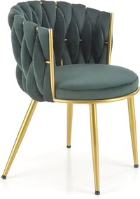 Krzesło z plecionym oparciem K517 na złotych nogach