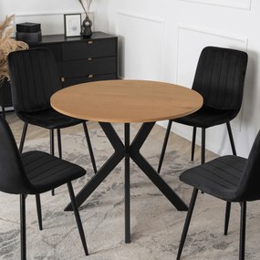 Stół Okrągły LAUREN 80 cm Dąb Złoty/Czarny Loft Nowoczesny