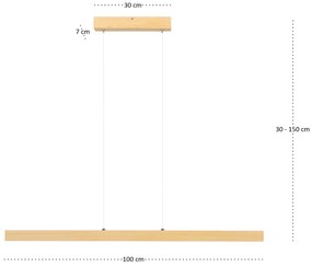 Lampa wisząca LED 100 cm z drewna jesionowego L100KB-4K-ESCHE wymienny