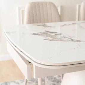 Stół Rozkładany Prostokątny VERONA 160-240 cm Ceramiczny Biały Marmur/Kaszmir Nowoczesny