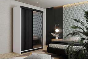 Szafa przesuwna z lustrem lamele MALANI 138 biały + grafit