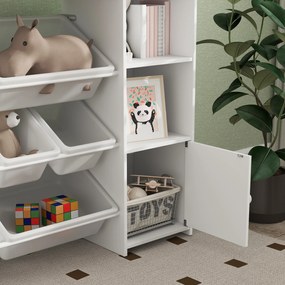 AIYAPLAY Regał dziecięcy na zabawki i książki, do przejrzystego sprzątania, 8 wyjmowanych skrzynek, Biały