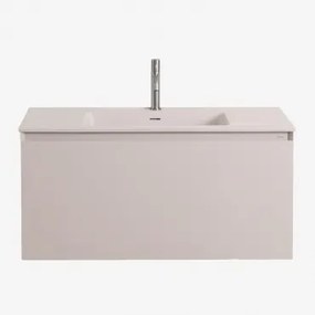 Zestaw Wiszących Mebli Łazienkowych Zintegrowany Z Umywalką Macrae Nature & Bezlusterkowiec & Szczotkowana - Sklum