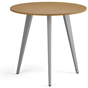 Stolik kawowy PRIMO VIBE, średnica 80 cm, szaro-srebrna podstawa, buk