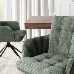 Krzesło Tapicerowane Obrotowe do Salonu AKITA Zielone Sztruksowe Nowoczesne
