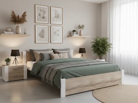 Łóżko IKAROS 140 x 200 cm, białe/dąb sonoma Stelaż: Ze stelażem listwowym rolowanym, Materac: Materac Sommera