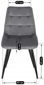 Krzesło Tapicerowane do Jadalni RIO Szare Welurowe Nowoczesne Loft