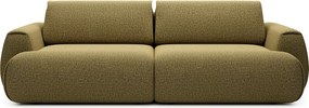 Kanapa 4-osobowa rozkładana z oliwkowo-zielonej tkaniny szenilowej MONELIA