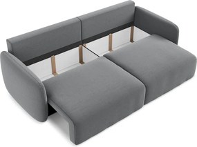 Szara aksamitna rozkładana/ze schowkiem sofa 238 cm Kalena – Makamii