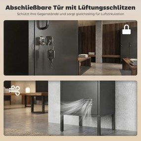 HOMCOM Metalowa szafka z zamykaną drzwiami i drążkiem na ubrania, pojedyncza stalowa szafka do domu lub biura, czarna | Aosom PL