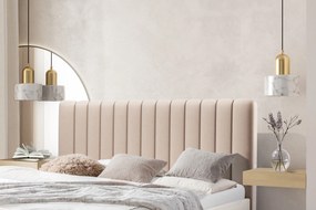 Łóżko sypialniane Nicole 160x200 - beżowy welwet Velluto 2 / nogi złote
