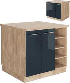 Wyspa kuchenna ciemnoniebieski wysoki połysk 90x60x82 fame-line