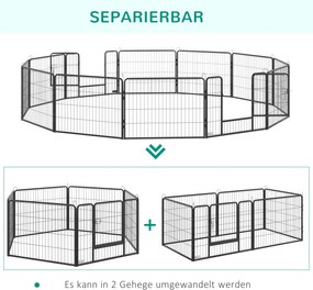 PawHut Krata dla Psów z 12 Panelami Wybieg dla Szczeniąt Czarny 80x1,5x60cm | Aosom PL