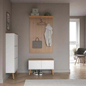 Biała szafka na buty z nogami z drewna dębowego Tenzo Dot