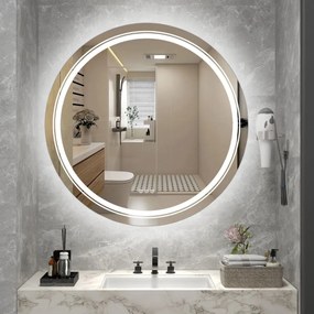 Lustro łazienkowe DOVER 80x80cm srebrne z oświetleniem LED HALMAR