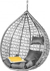 Szare wiszące krzesło KOKON bez stojaka, szara poduszka