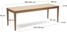 Rozkładany stół z blatem w dekorze dębu 80x160 cm Yain – Kave Home