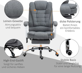 Vinsetto Fotel biurowy ergonomiczny z masażem 6 punktów wibracyjnych obrotowy 360 stopni szary | Aosom PL