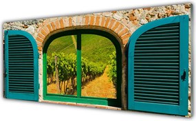 Szkło nad Blatem Widok Przez Okno Na Pola