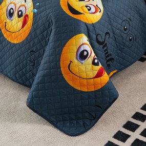 Narzuta na łóżko ze wzorem GŁODNY EMOTIKON szary Rozmiar: 170 x 210 cm