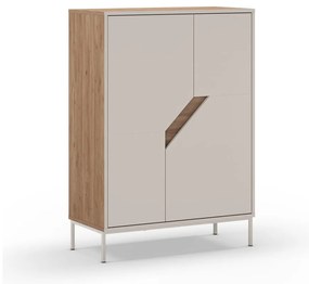 Kremowo-naturalna komoda w dekorze dębu 85x120x40 cm Lilou – Marckeric