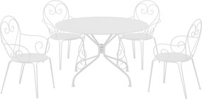 Zestaw mebli ogrodowych z metalu: stół o śr. 120 cm i 4 sztaplowane fotele z efektem kutego żelaza - Biały - GUERMANTES marki MYLIA