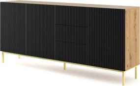 Komoda z lamelami na złotej ramie artisan + czarny S2-W17
