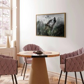 Plakat Wyjący wilk 42x29,7 cm z ramą złotą bez marginesu ARTGEIST B