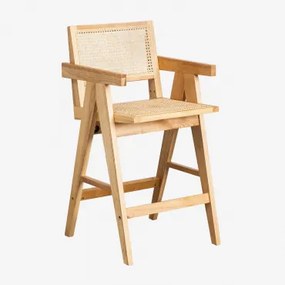 Wysoki Stołek Lali 65 Cm Z Drewna Jesionowego I Rattanu Naturalna - Sklum