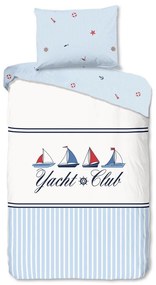 Biało-niebieska bawełniana pościel jednoosobowa 140x200 cm Yachtclub – Good Morning