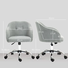 HOMCOM Fotel biurowy, ergonomiczny fotel obrotowy z funkcją bujania, tekstura misiej tkaniny 56 x 61 x 86 cm Szary