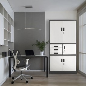 Biurowa szafa na akta z sejfem Filip II 90x40x185 cm antracyt/biały