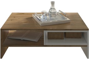 Ława Drewniana Prostokątna do Salonu HAVEN 90 cm Biały/Dąb Wotan Nowoczesna