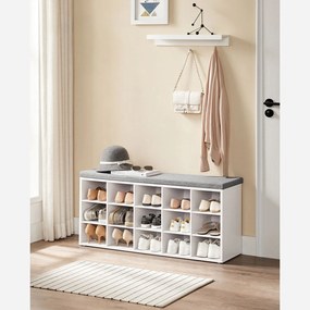 Szafka na Buty z Siedziskiem, Biała, Szara - LHS15WT