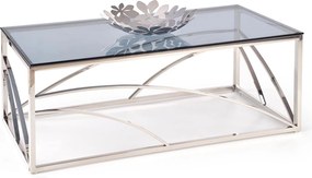 Szklana ława pokojowa z srebrną podstawą w stylu glamour Universe