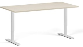 Biurko z regulacją wysokości, 160x80 cm, 1 silnik, biała podstawa, brzoza