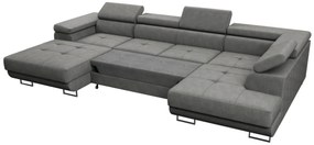 Duża sofa narożna z regulowanymi zagłówkami i pojemnikiem na pościel, złoty/musztardowy, Aspen U, prawy