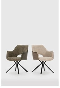 Zielone tapicerowane fotele jadalniane zestaw z podłokietnikami 2 szt. Mariel – Marckeric