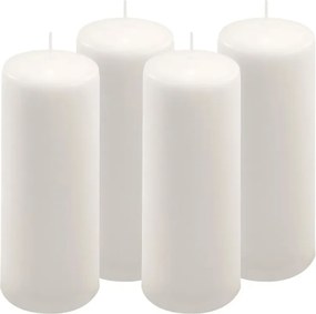 Zestaw świeczek słupkowych, 20 cm, Ø 7,5 cm, biały, 4 szt.