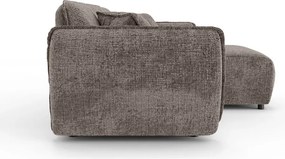 Szarobrązowy narożnik z tkaniny szenilowej (prawostronny/z szezlongiem) Nelia – Ropez
