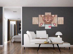 Obraz - Miś w koszulce w paski (125x70 cm)