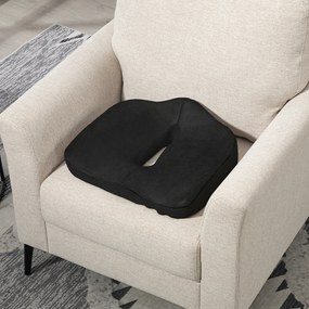 HOMCOM Poduszka siedziskowa, ergonomiczna, z oddychającym pokrowcem, antypoślizgowa, 44x39x13 cm, Czarna
