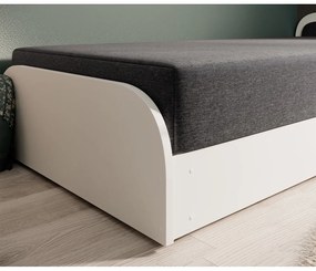 Białe/ciemnoszare tapicerowane/z płyty wiórowej łóżko jednoosobowe ze schowkiem z materacem 80x190 cm Parys – ELTAP