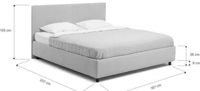 Niebieskie tapicerowane łóżko dwuosobowe ze schowkiem i stelażem 180x200 cm Myra Slim Line – Bonami Selection