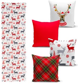Zestaw 4 świątecznych poszewek na poduszki i bieżnika Minimalist Cushion Covers Christmas Ornaments