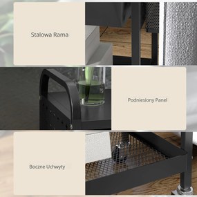HOMCOM Wózek wielofunkcyjny z 1 Szufladą, 1 Półką, 4 Kółkami, Wózek Kuchenny, Czarny | Aosom PL