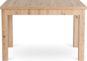 Zestaw Stół Prostokątny Rozkładany SKUBI 120-160 cm Dąb Artisan i 6 Krzeseł Tapicerowanych do Jadalni FREDY Szarych Welurowych